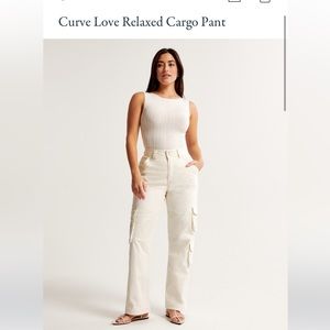 Abercrombie relaxed cargo pant, curve love, size 28 / 6, cream